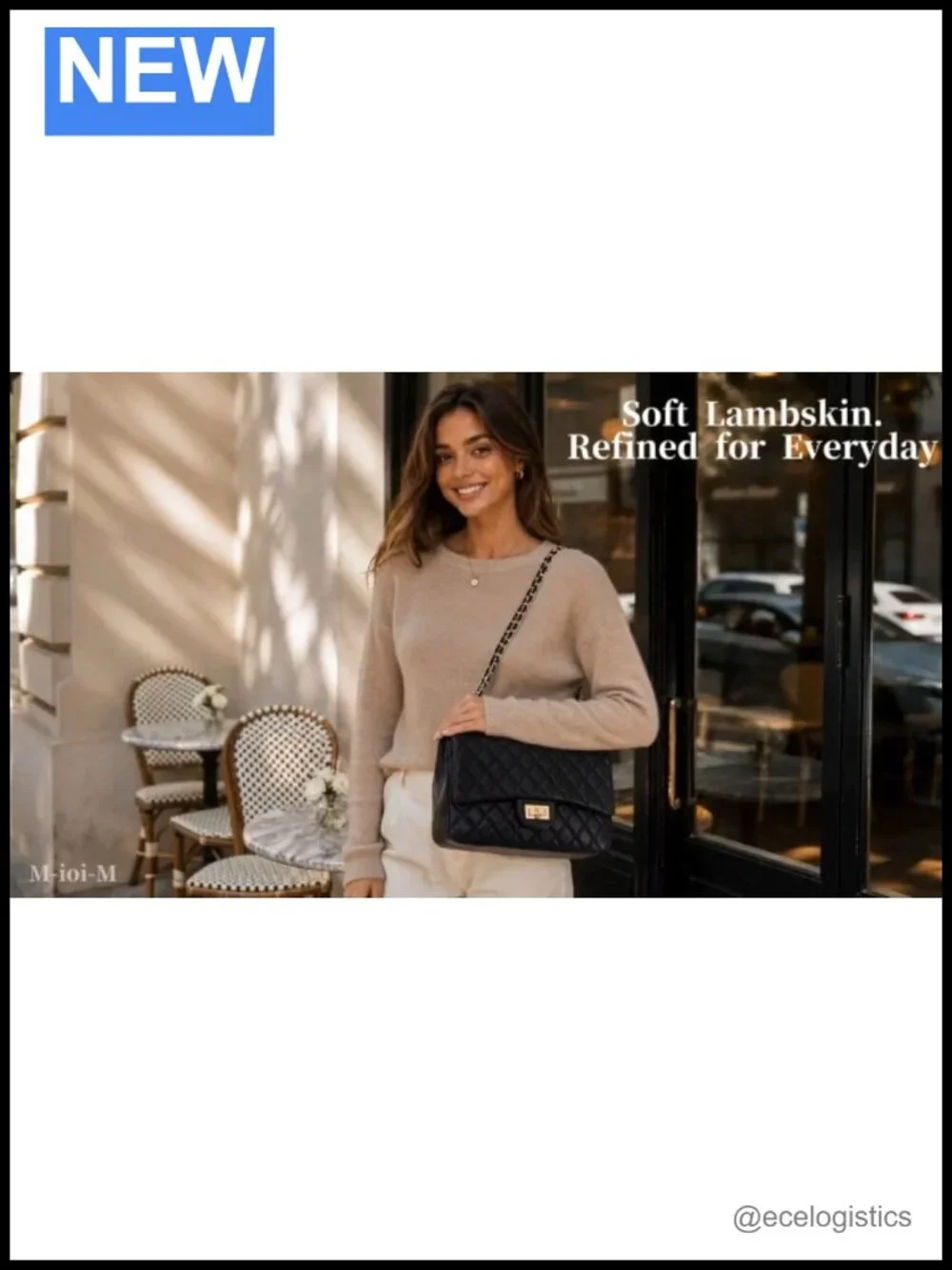 Quilted Lambskin Leather Crossbody Bag for Women, Single Flap Shoulder Purse
